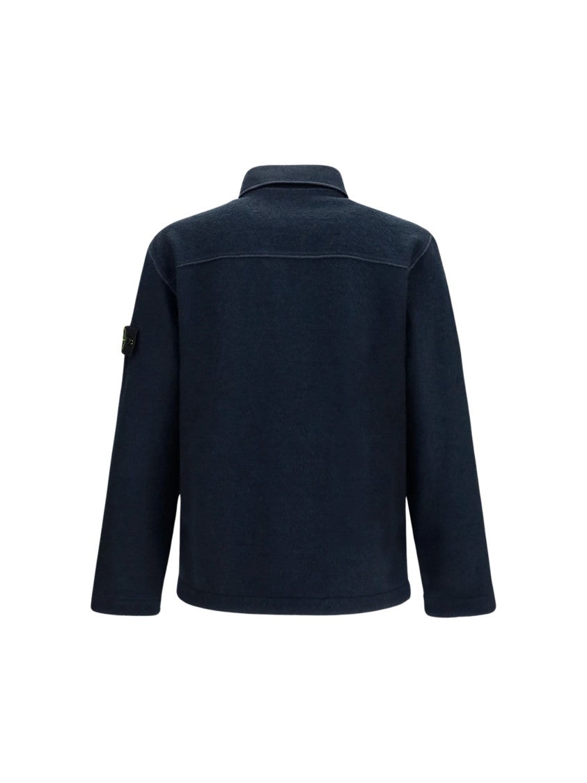 Stone Island Monochrome Wool-Blend Button-Front Casual Shirt
