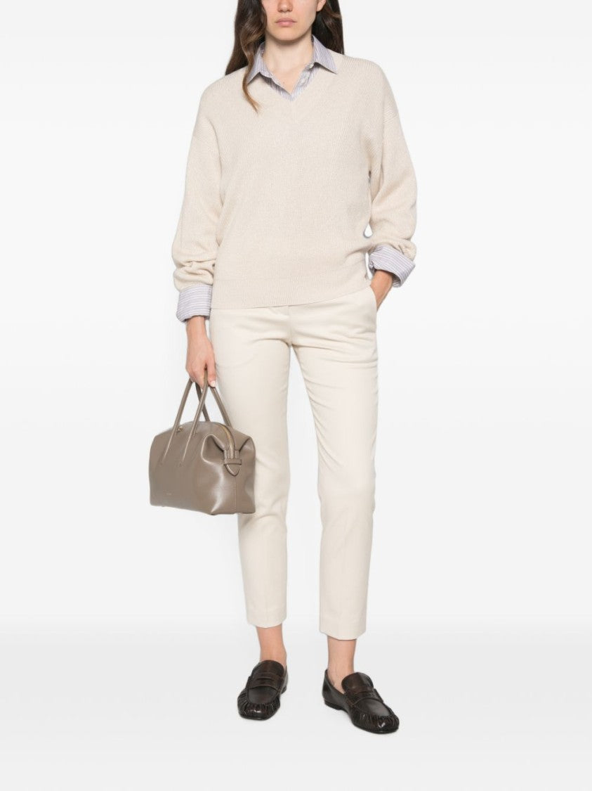 Brunello Cucinelli Relaxed Fit Knitted V-Neck Sweater