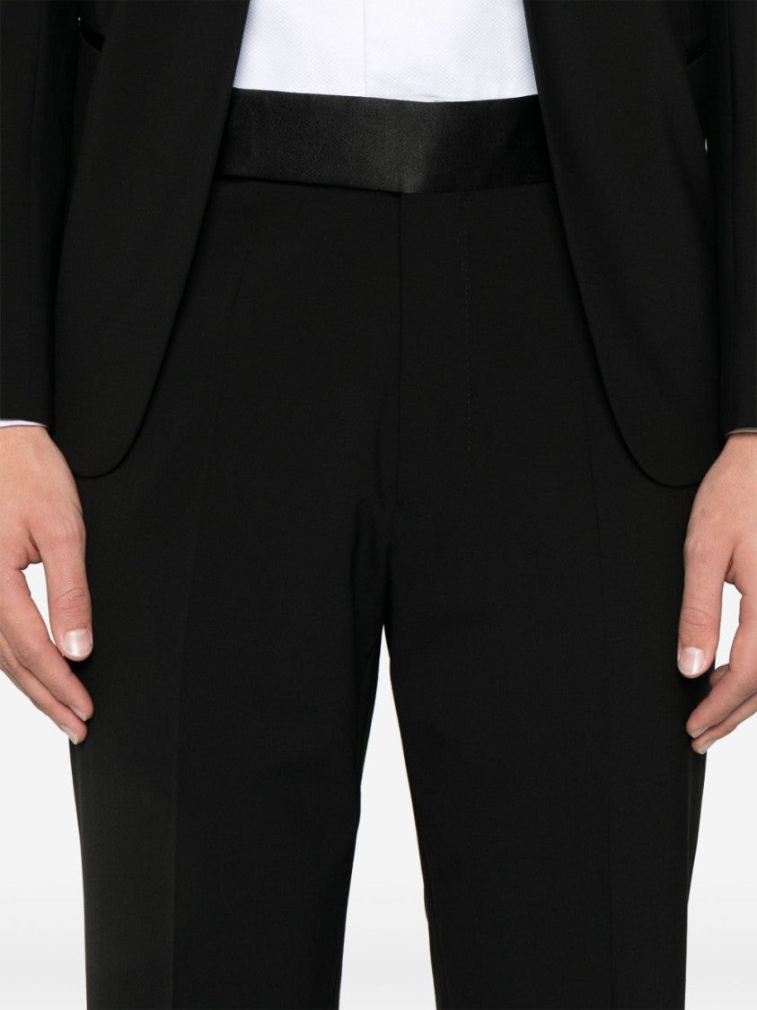 Emporio Armani Tailored Black Virgin Wool Suit With Satin Lapel