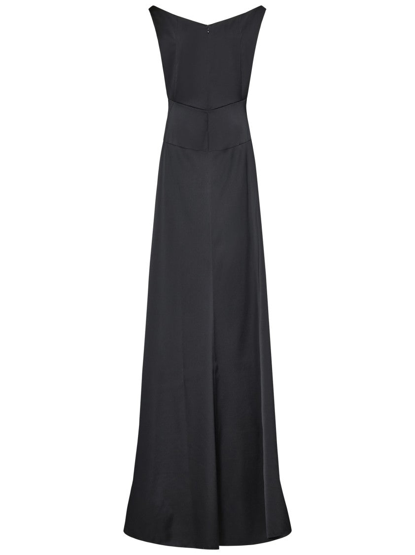 Dsquared2 Flattering Full-Length Black Dress With Wide Skirt