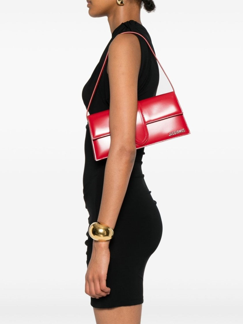 Jacquemus Red Glossy Structured Silk Shoulder Bag