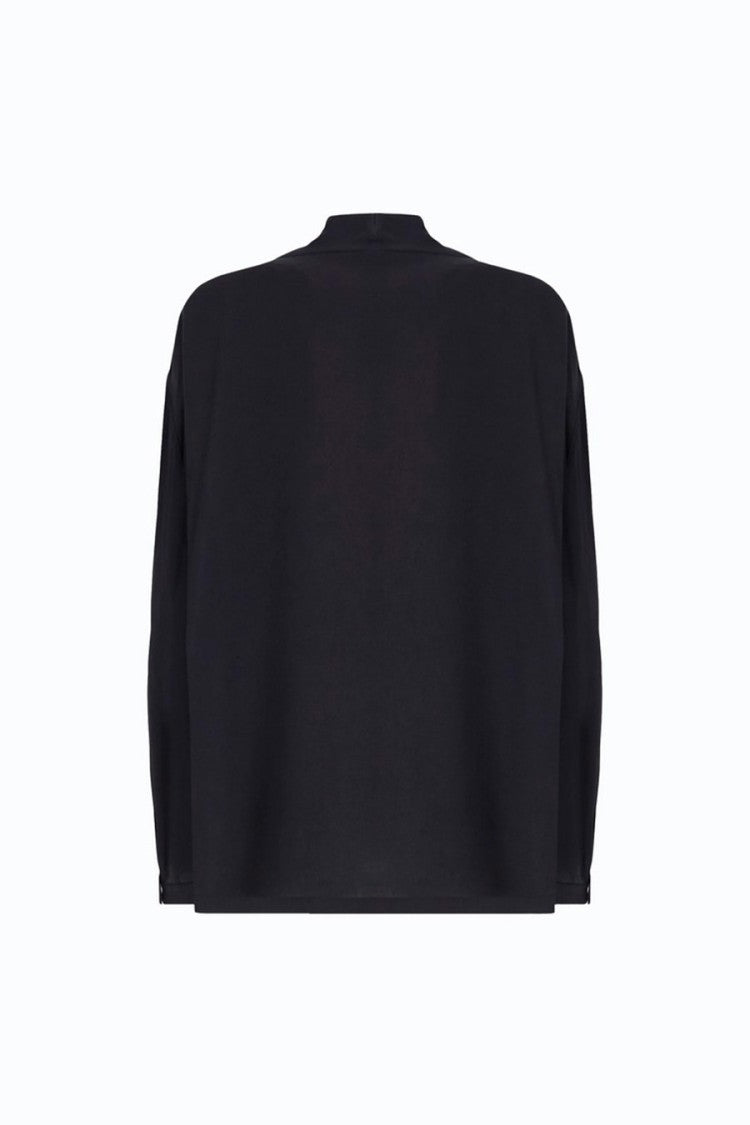 Pinko Navy Mandarin Collar Relaxed Shirt