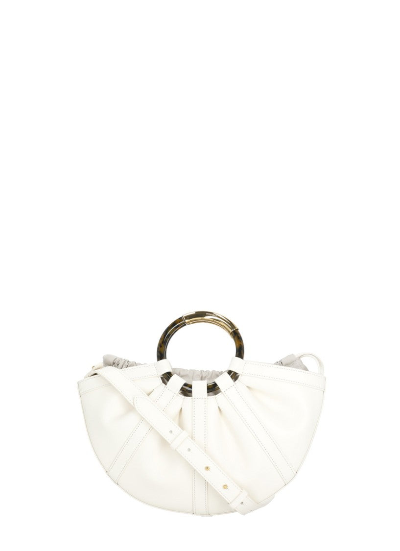 Coccinelle Ivory Leather Shell Bag With Structured Detailing