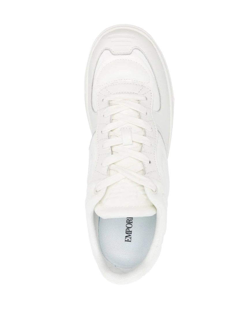 Emporio Armani White Trainers With Cow Leather Construction