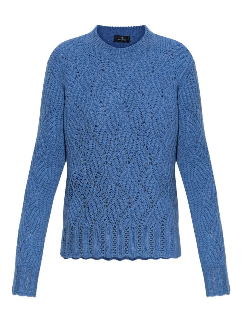 Etro Textured Wave Pattern Knitwear Top With Scalloped Hem