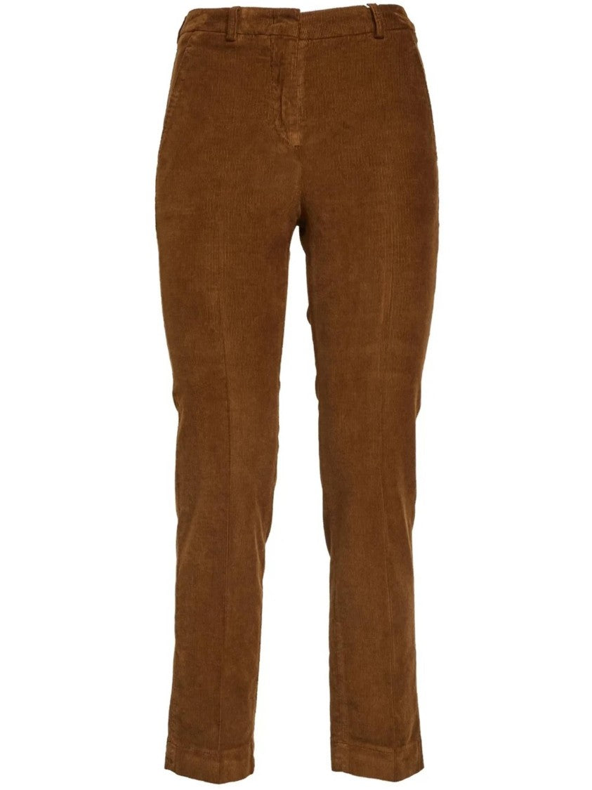 Incotex Brown Tailored Straight-Leg Textured Pants
