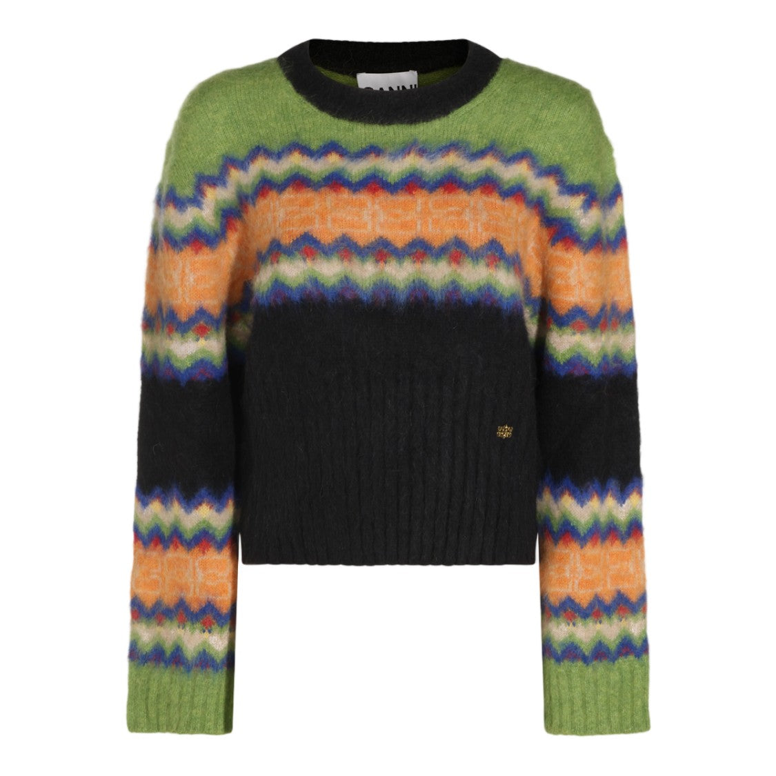 Ganni Vibrant Zigzag Fuzzy Knit Sweater