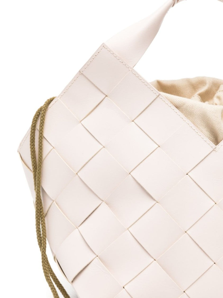 Dragon Diffusion Woven Calf Leather Handbag With Drawstring Accents