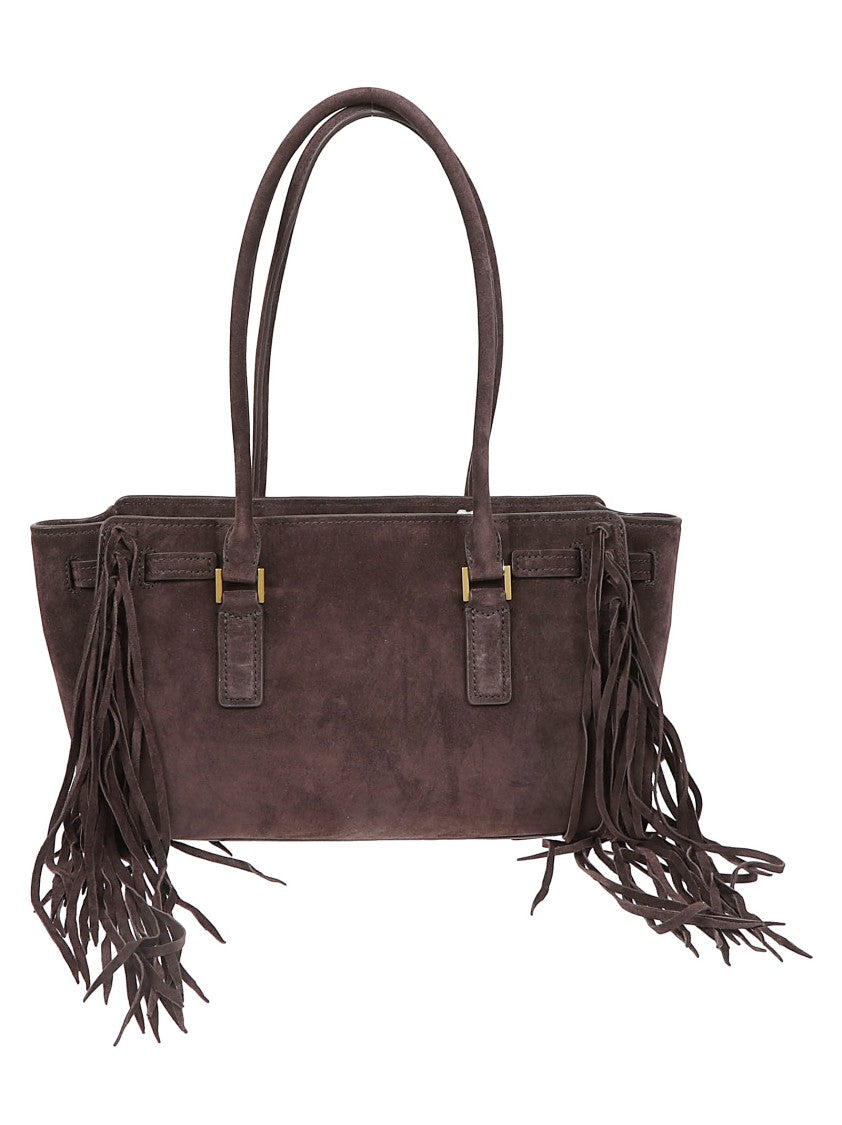 Michael Kors Hamilton Rectangular Chocolate Suede Shoulder Bag