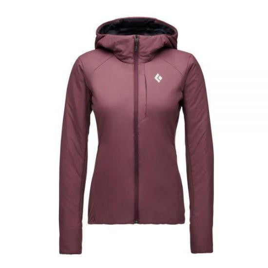 Black Diamond Sleek Fitted Burgundy Jacket With Hood And Zipper Closure