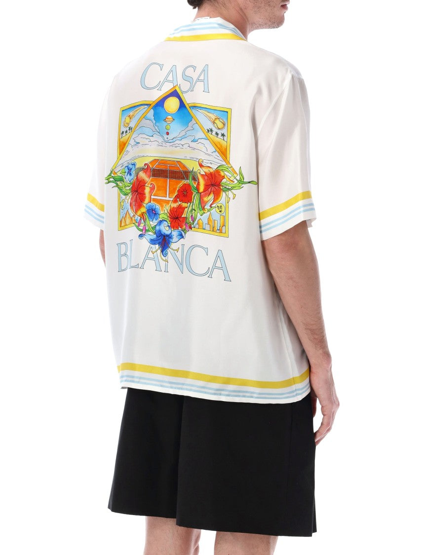 Casablanca Tennis Landscape Twill Silk Shirt