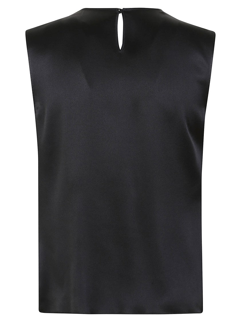 Alberta Ferretti Draped Black Acetate Top With Keyhole Back Closure