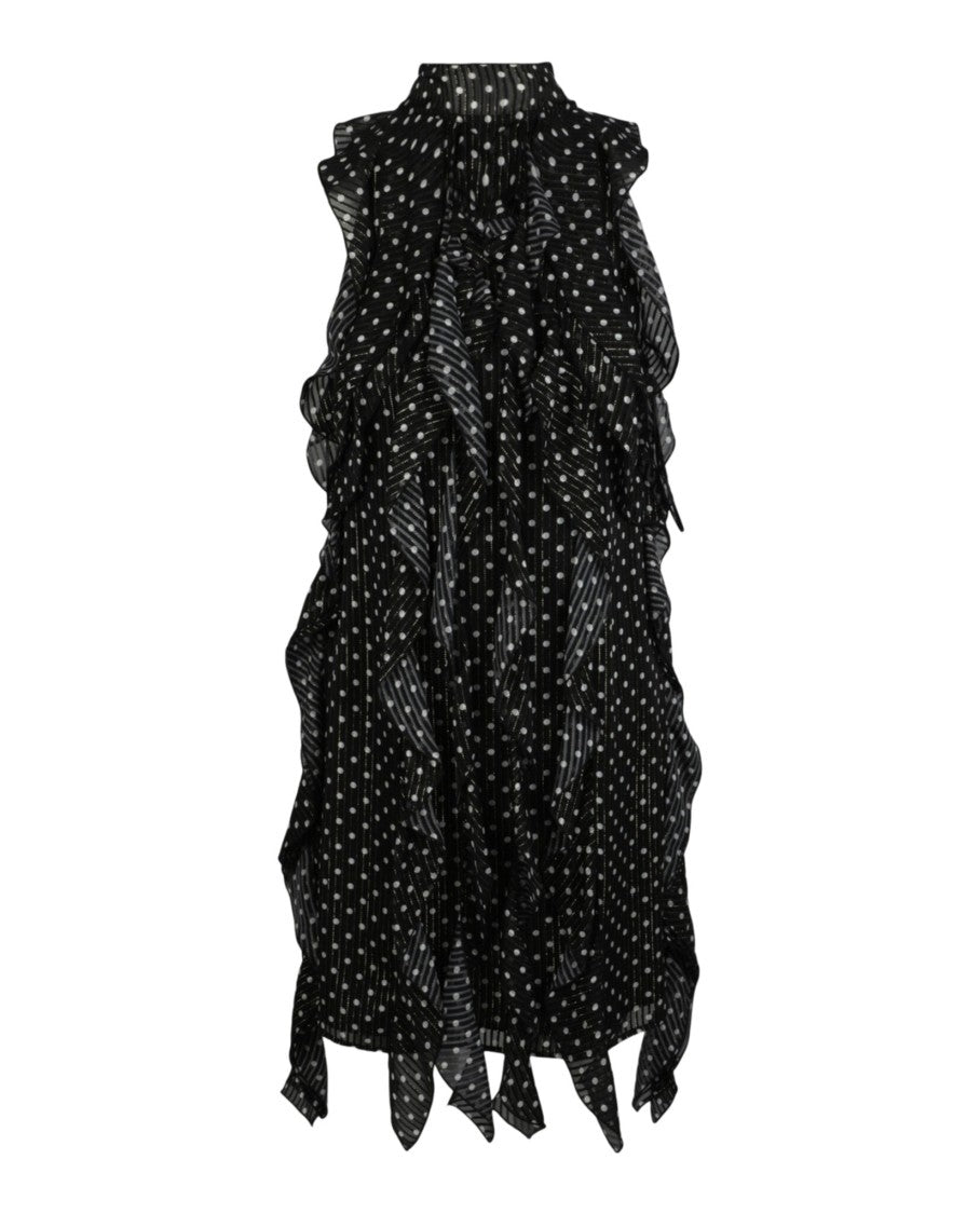 Burberry Polka Dot Dress With Metallic Fiber Stripes