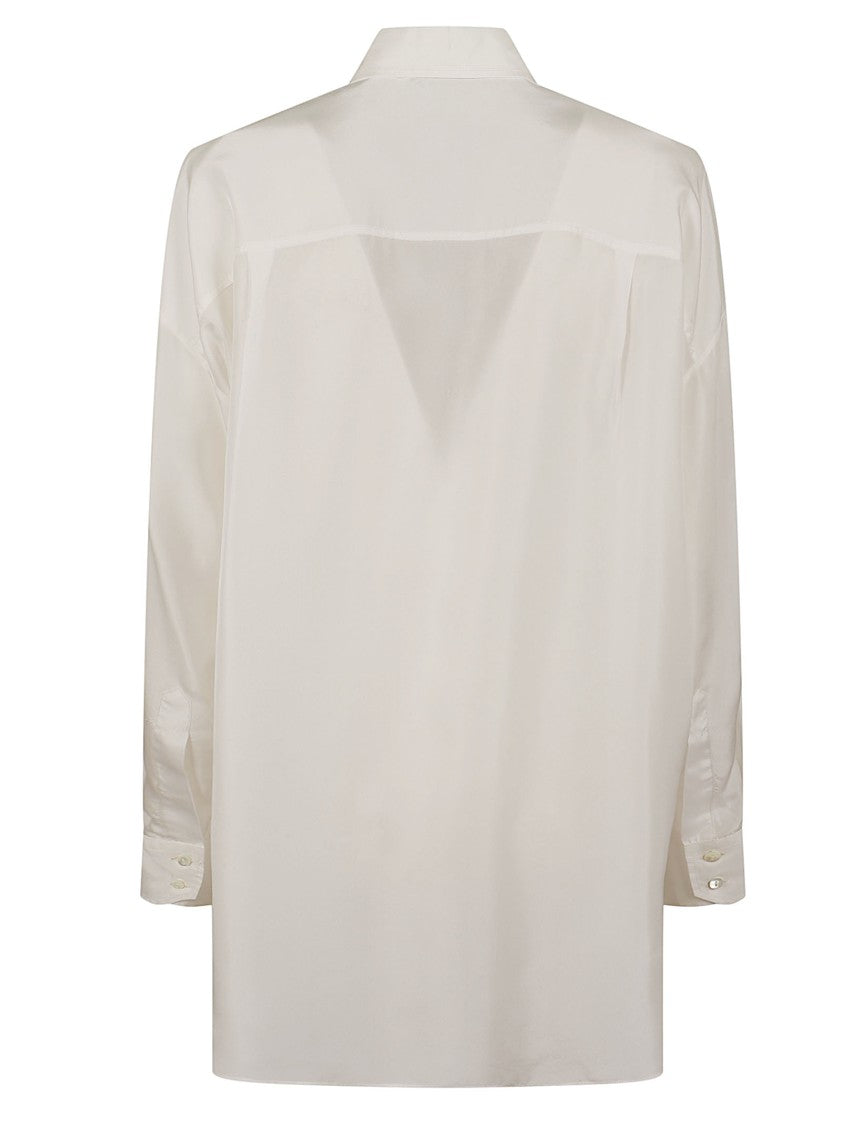Antonelli Firenze Flowing Silk Shirt With Satin Finish And Patch Pocket