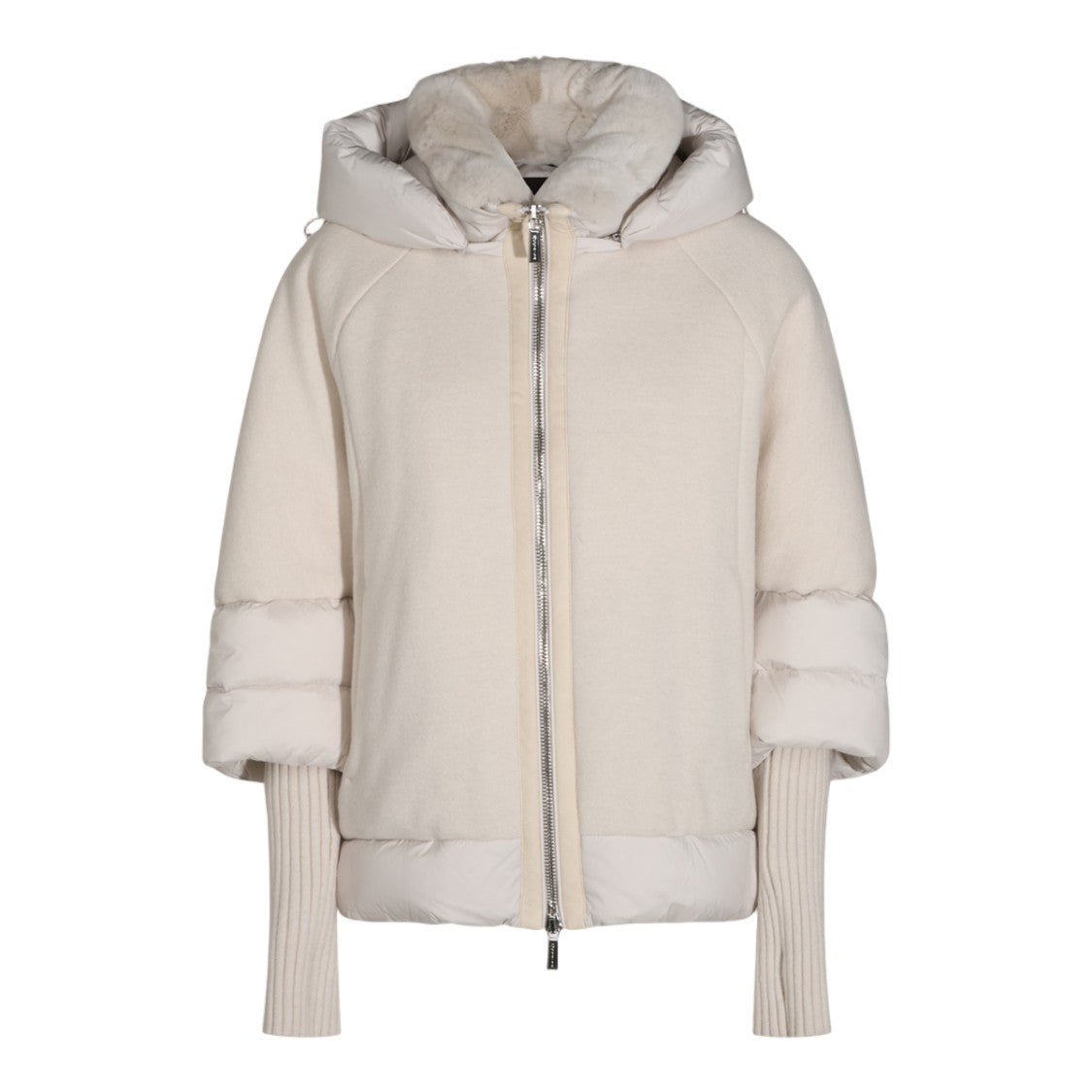 Moorer Padded Coat With High Collar And Textured Finish