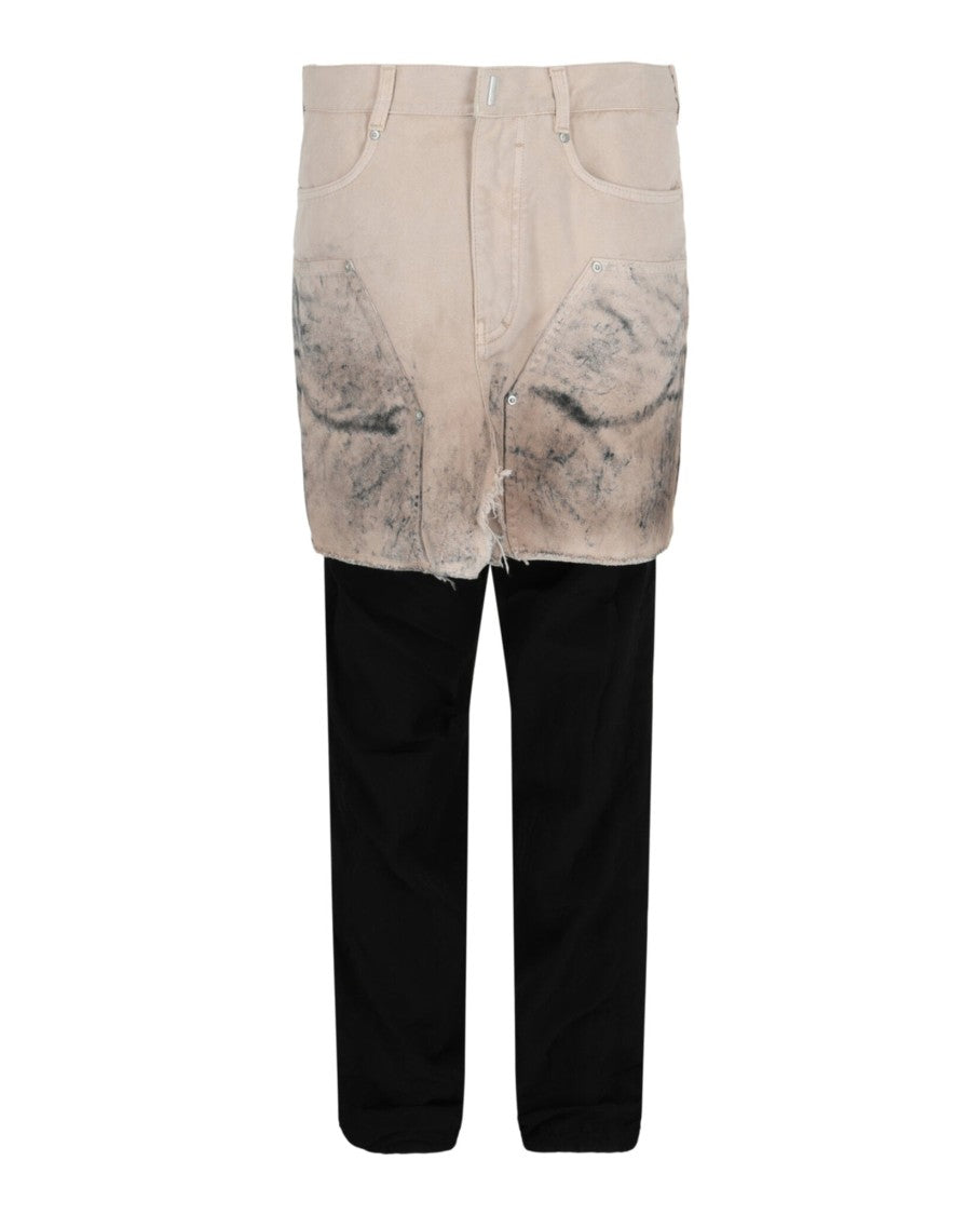 Givenchy Layered Tracksuit Pants With Destroyed Carpenter Jeans