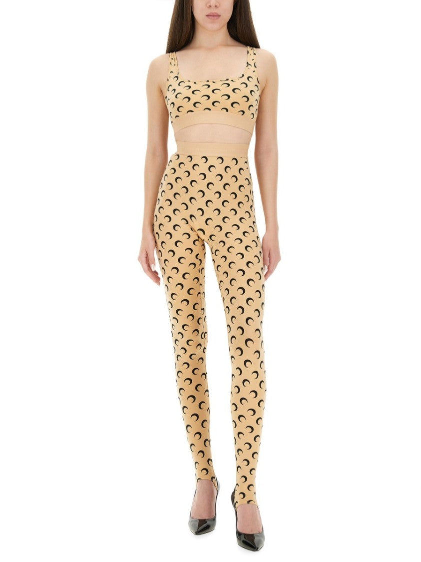 Marine Serre Slim Fit Crescent Moon Stirrup Leggings