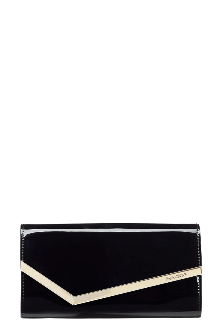 Jimmy Choo Black Emma Patent Rectangular Leather Clutch