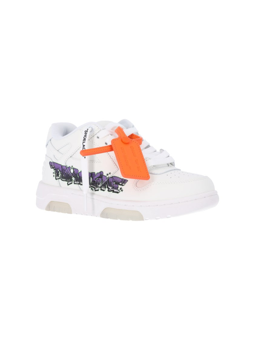 Off-White White Calf Leather Sneakers With Graffiti Accents
