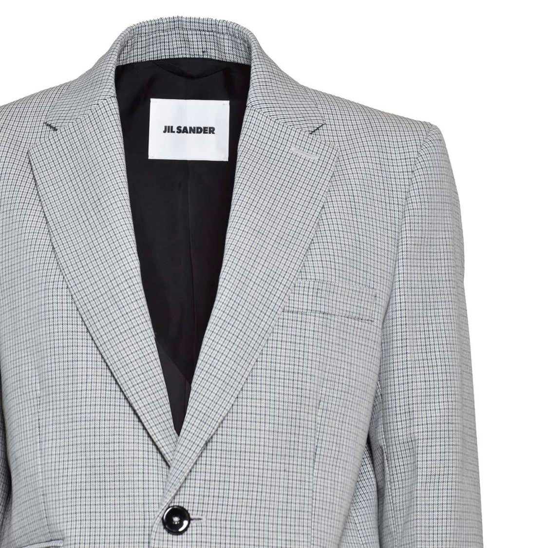 Jil Sander Grey Virgin Wool Plaid Tailored Jacket