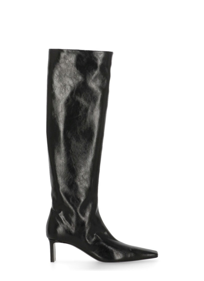 Khaite High-Shaft Leather Boots With Glossy Finish