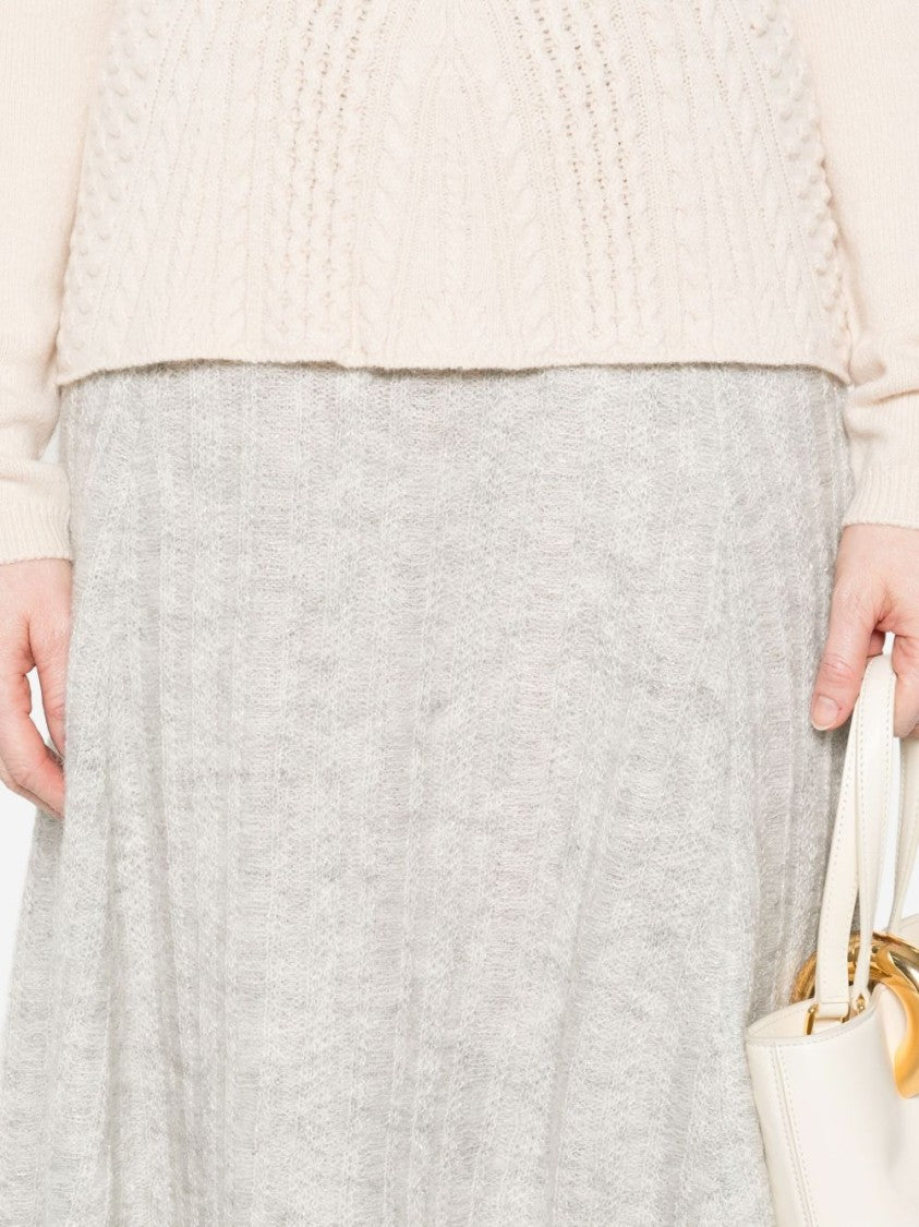 Twin-Set Knee-Length Ribbed A-Line Skirt