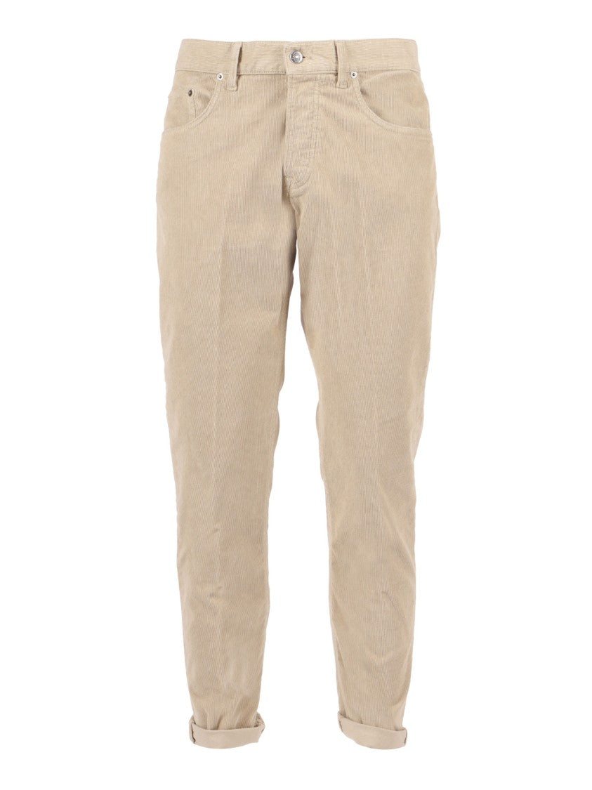 Dondup Tailored Fit Cotton Blend Pants With Subtle Detailing