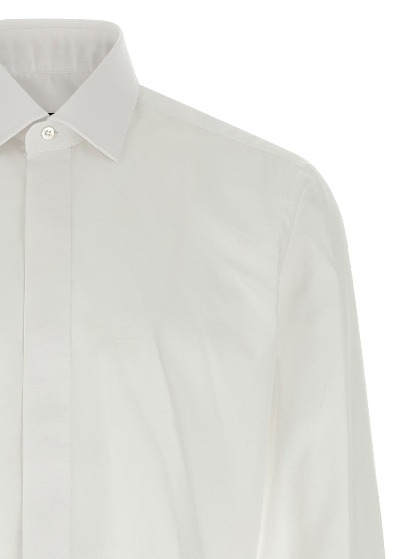 Barba Cotton Poplin Shirt With Concealed Button Front And Cufflink-Ready Sleeves