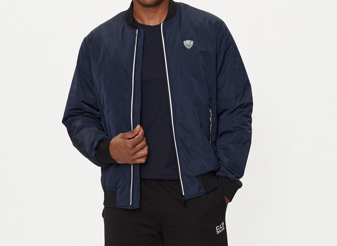 Emporio Armani Navy Blue Nylon Bomber Jacket