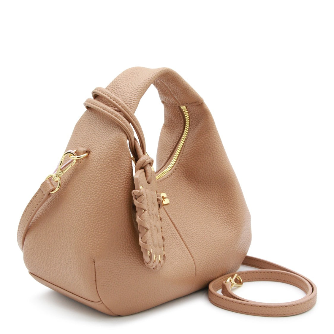 Ganni Tawny Birch Mini Hobo Shoulder Bag With Gold-Tone Accents