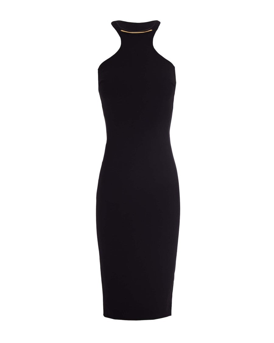 Elisabetta Franchi Black Dress With Gold Detail