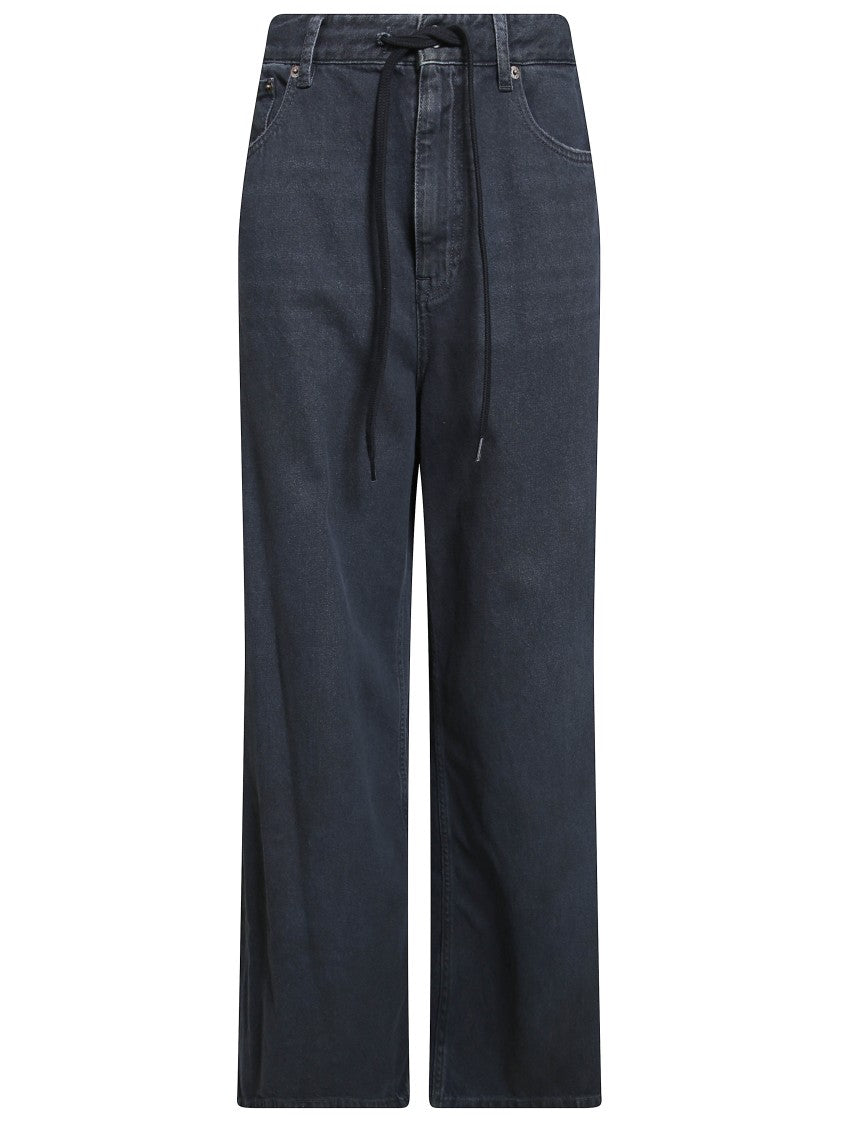 Mm6 By Maison Margiela Wide-Leg Drawstring Denim Jeans