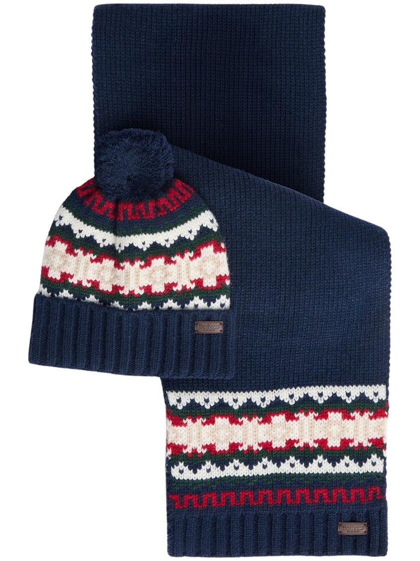 Barbour Kane Knitted Beanie And Scarf Gift Set