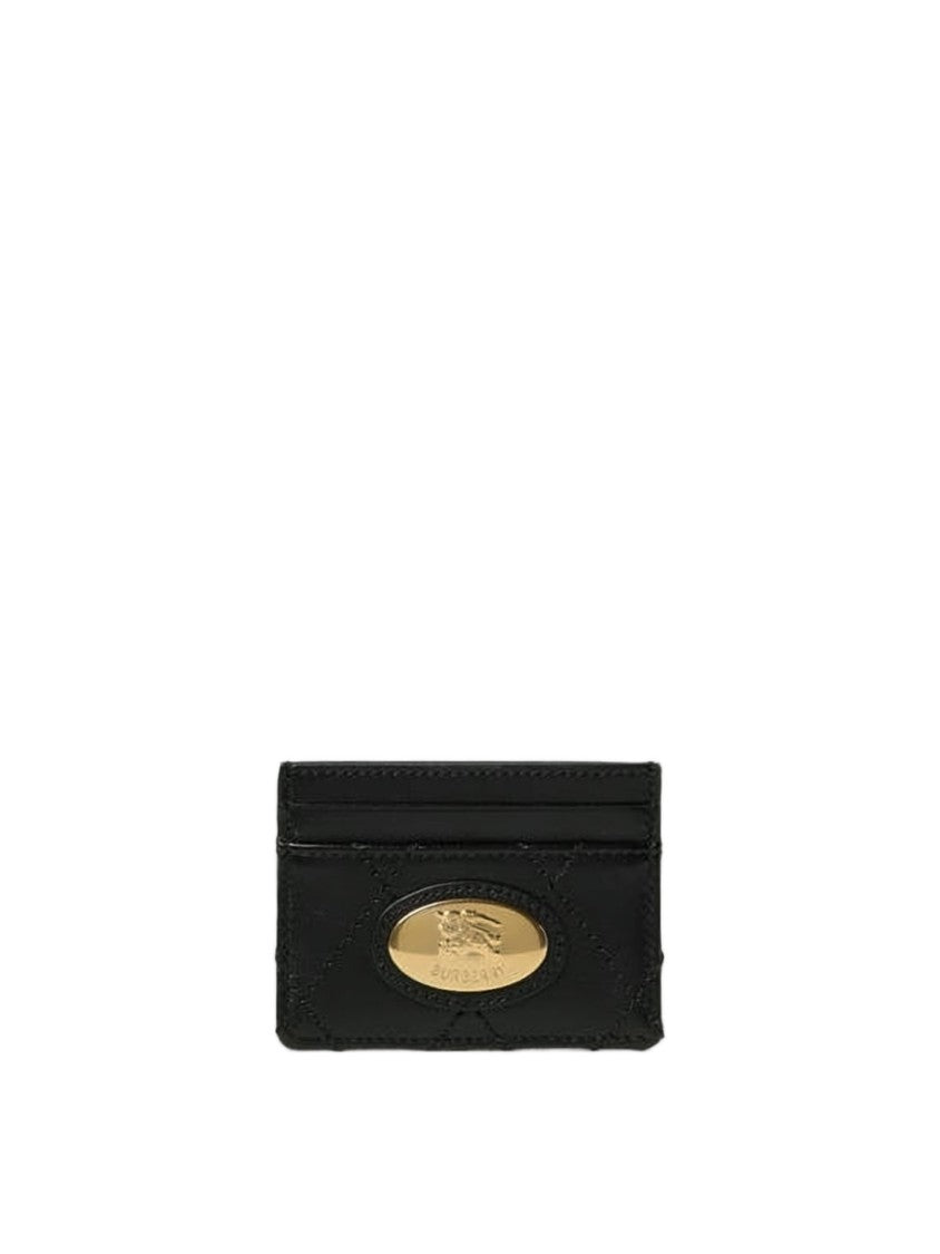 Burberry Quilted Calfskin Card Wallet With Gold-Tone Plaque
