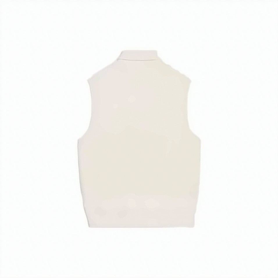 Celine Sleeveless Fine-Knit Turtleneck Top With Ribbed Hem