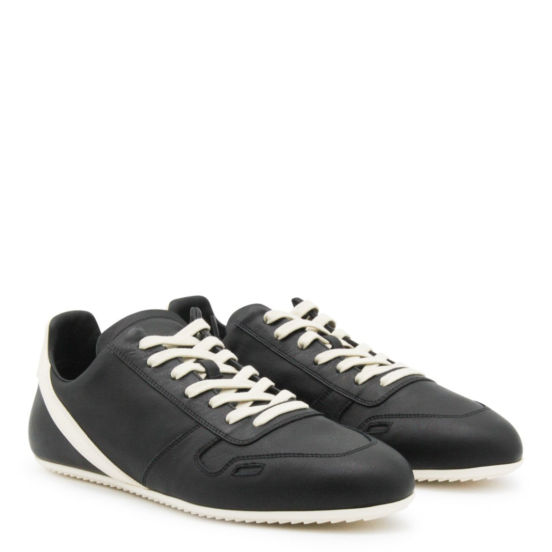 Rick Owens Black Leather Minimal Sneakers
