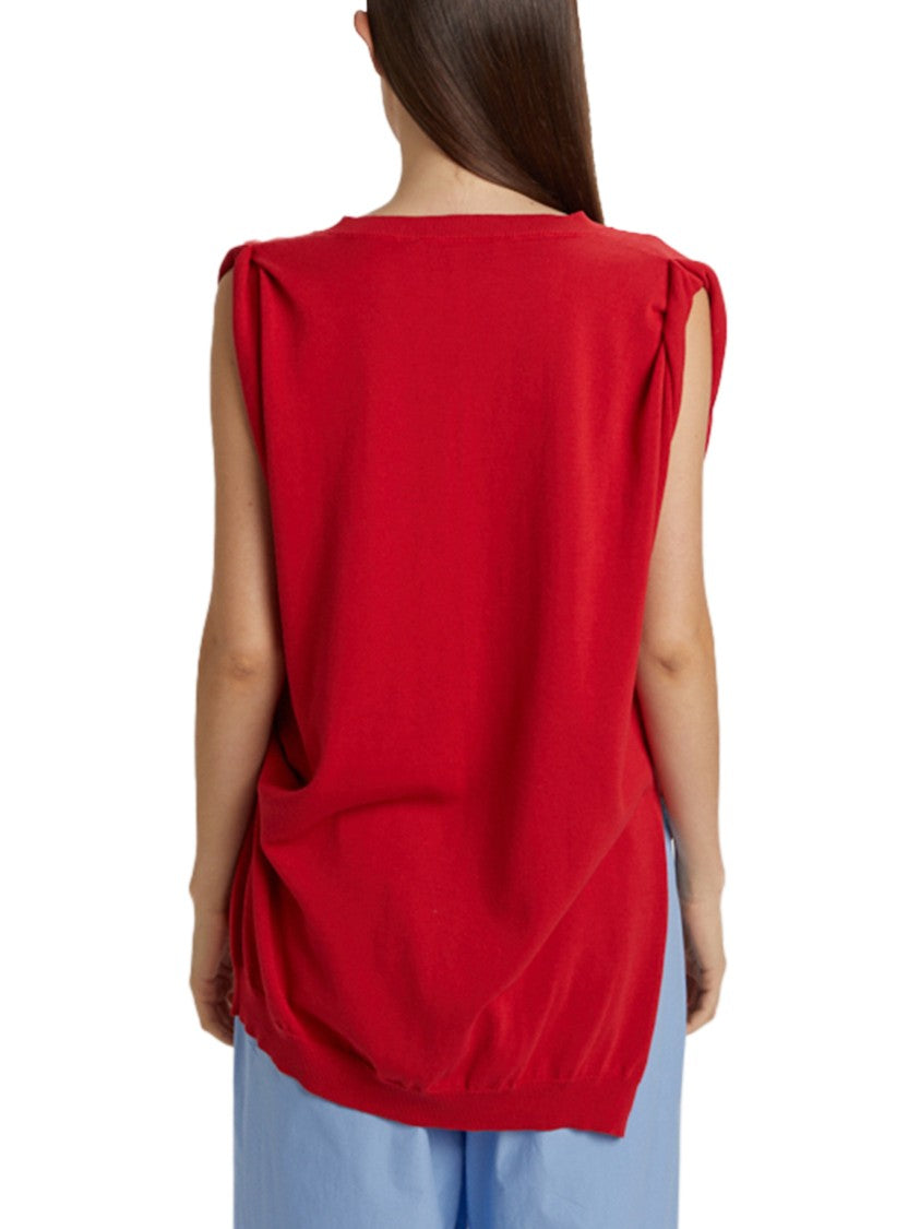 Phisique Du Role Sleeveless V-Neck Top With Ribbed Hem