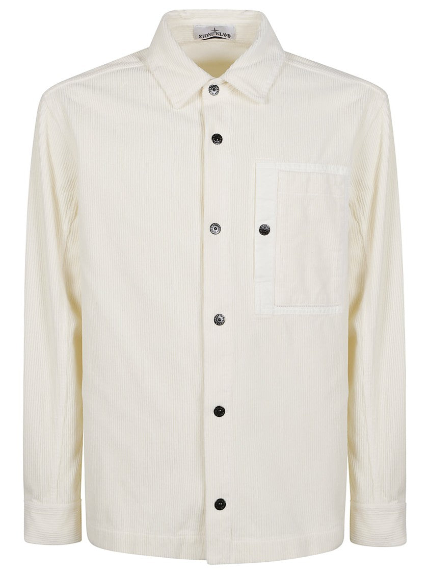 Stone Island Overshirt Relaxed-Fit White Cotton Jacket