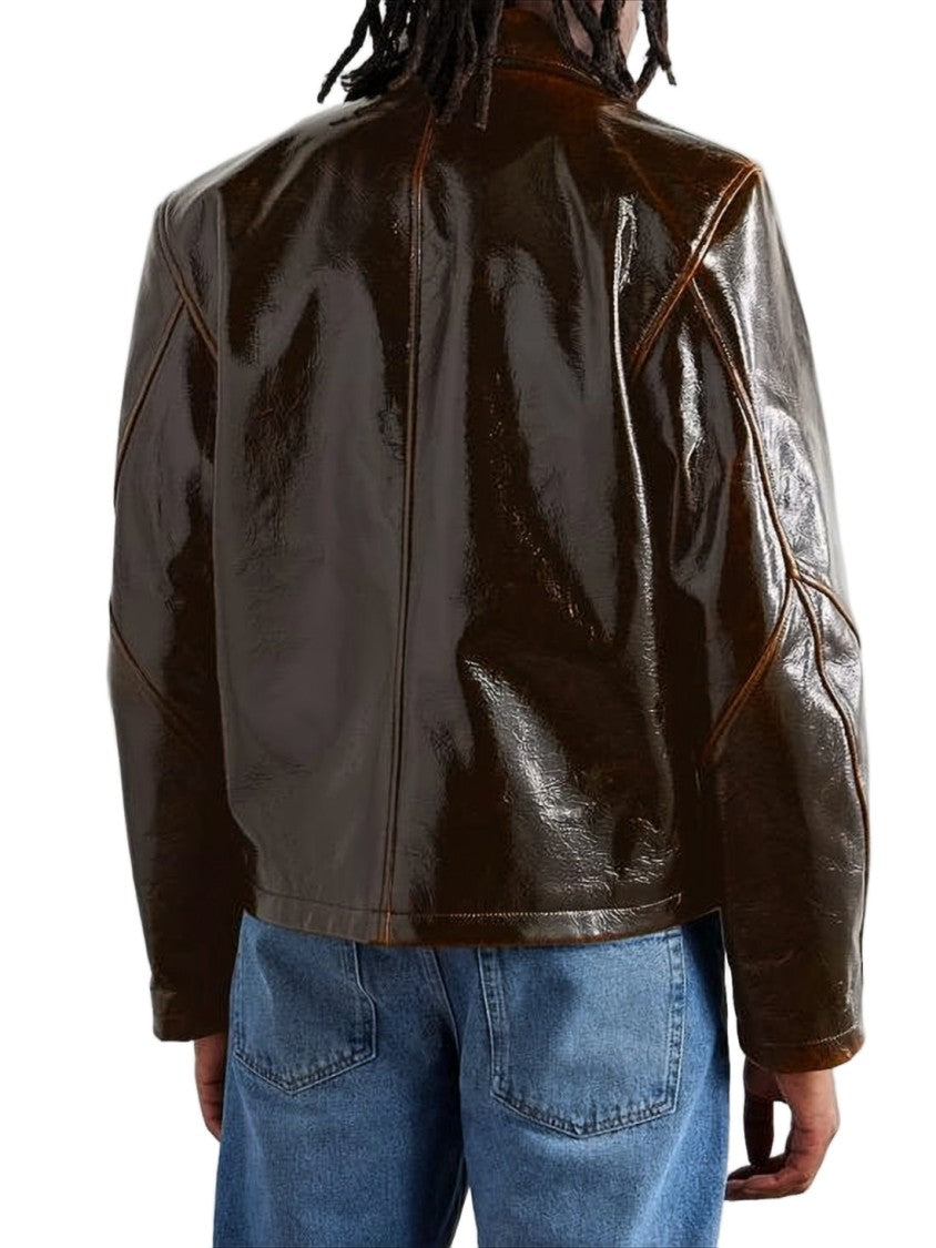 Séfr Glossy Dark Brown Cropped Jacket