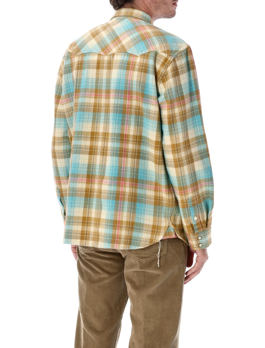 Fortela Josh Plaid Brushed Cotton Flannel Western Casual Shirt