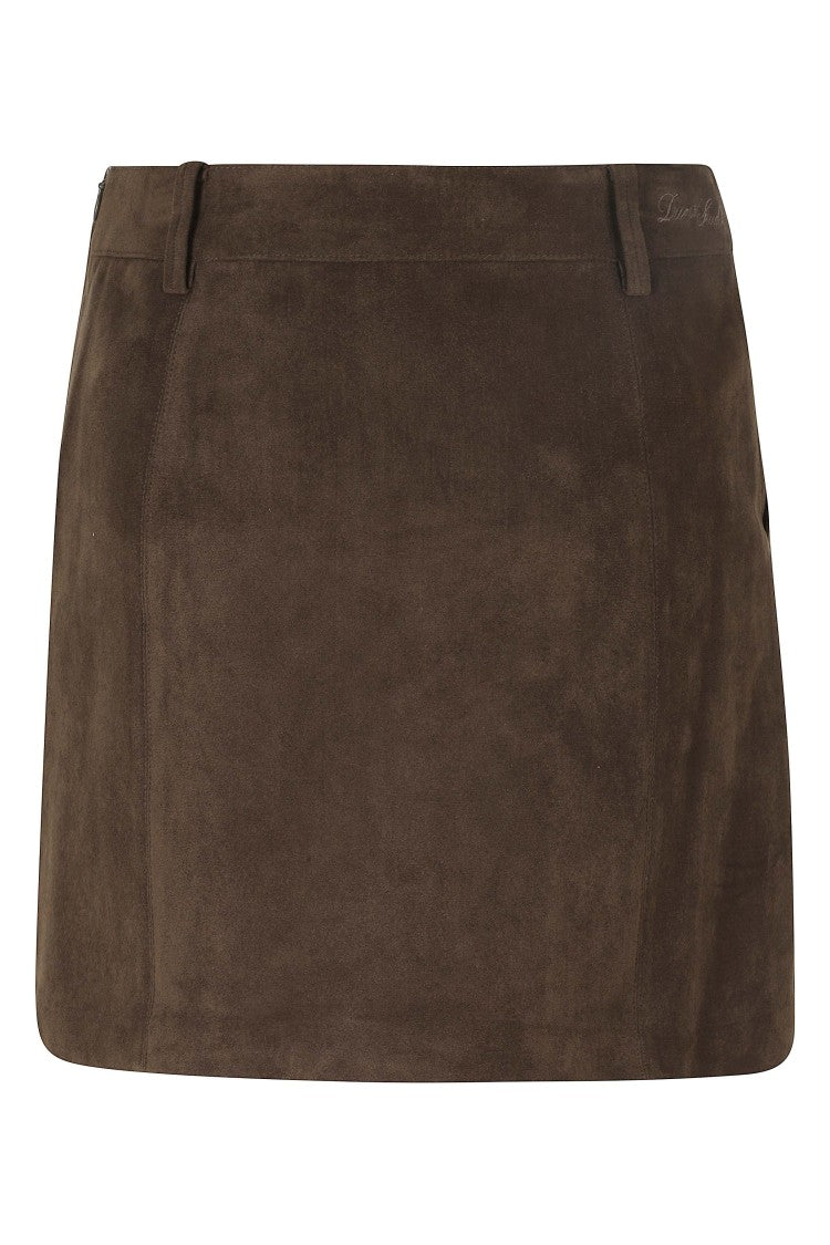 Dunst Faux Suede Miniskirt With Belt Loops And Streamlined Silhouette