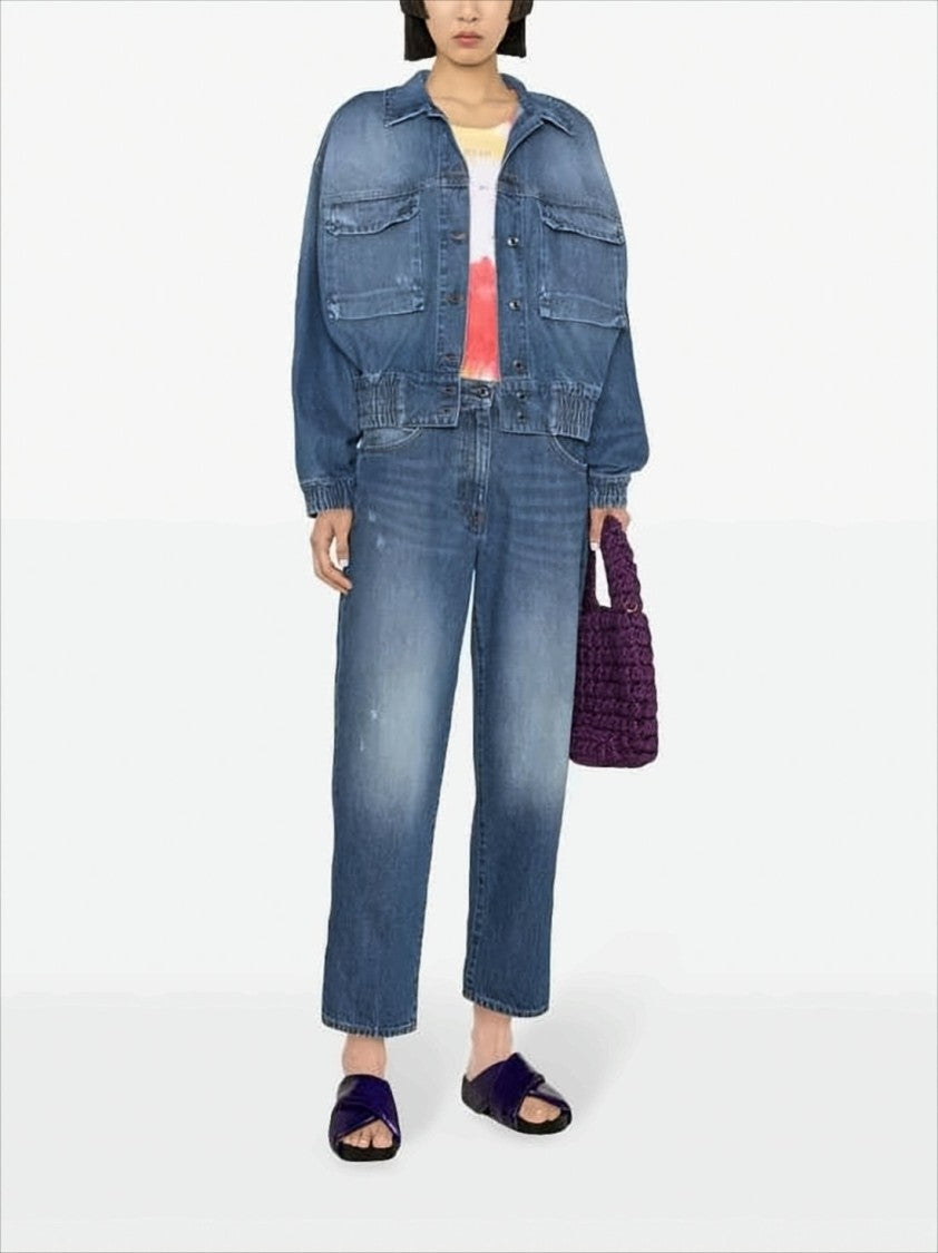 Msgm Relaxed Fit Cropped Denim Jacket