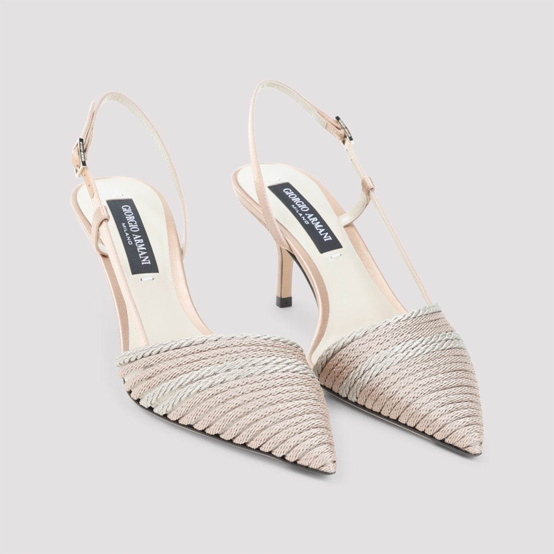 Giorgio Armani Pointed Toe Pumps With Textured Woven Pattern And Slim Heel