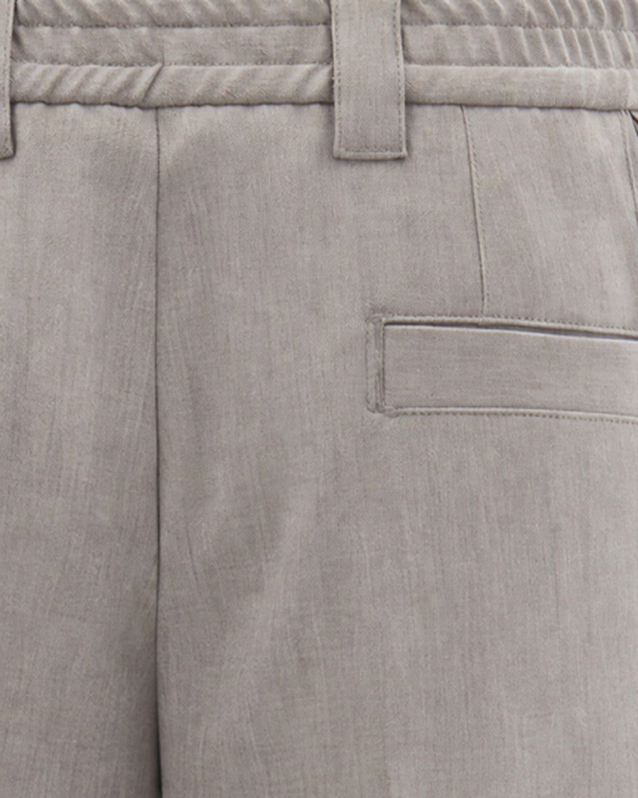 Paolo Pecora Beige Viscose-Blend Regular-Fit Straight-Leg Pants