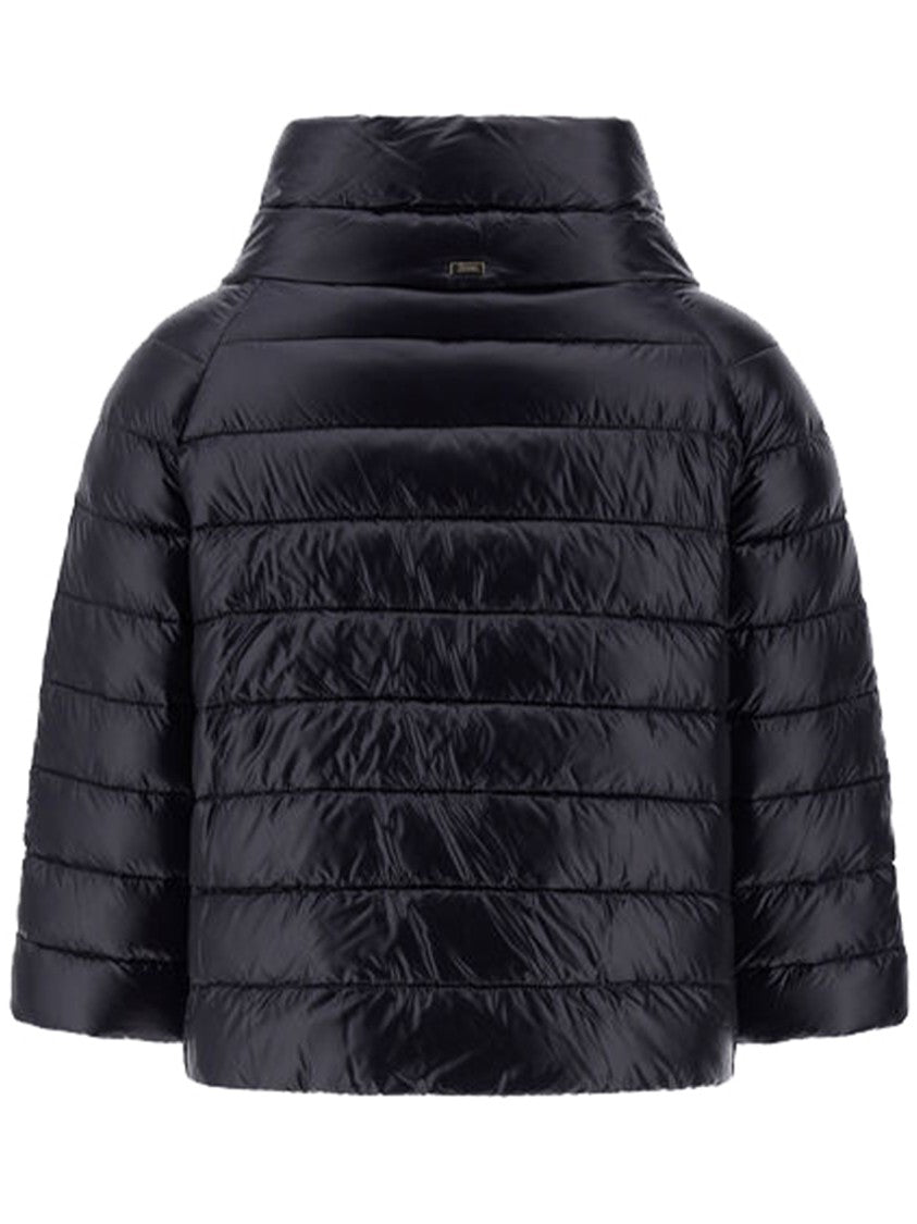 Herno Mini Ultralight Puffer Jacket With Jewel Sleeves And High Collar