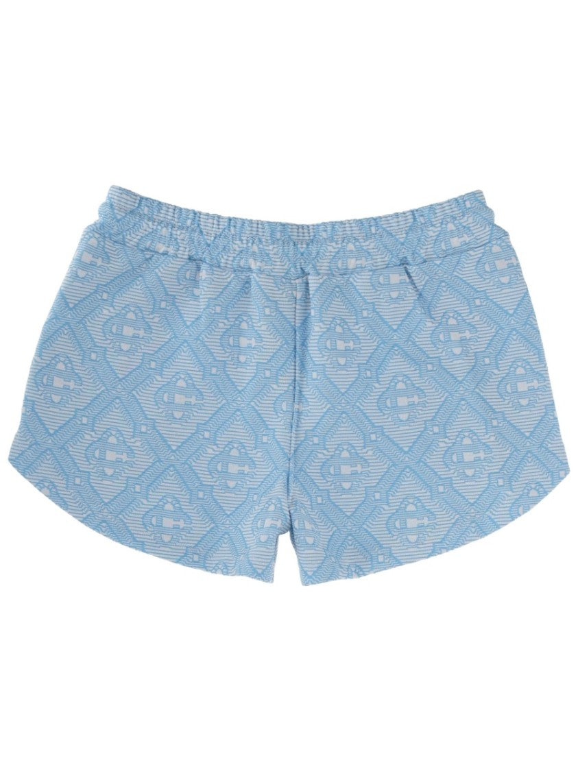 Casablanca Light Blue Monogram Weave Drawstring Shorts