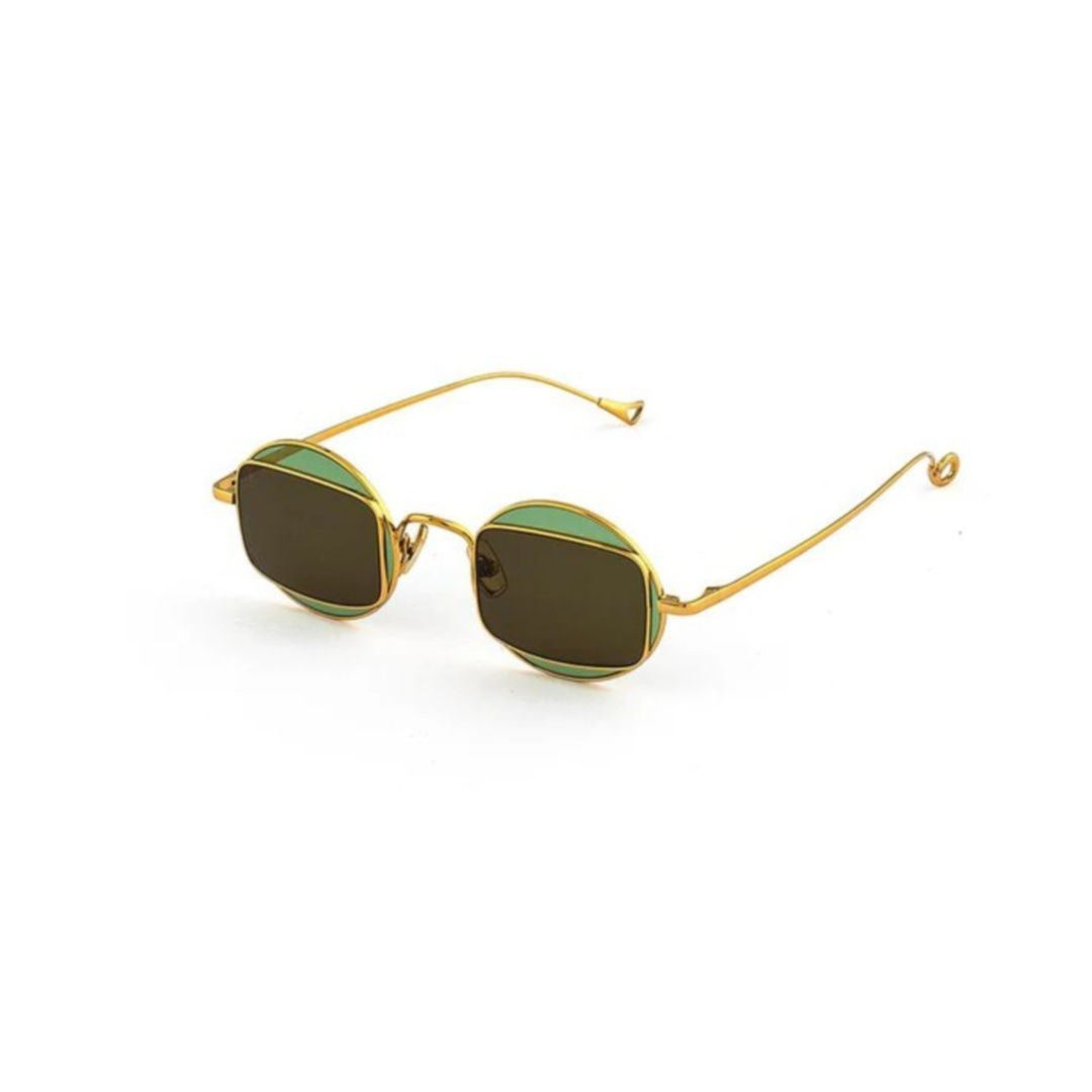 Eyepetizer Smooth C.4-8 Geometric Gold Finish Sunglasses With Rounded Square Lenses