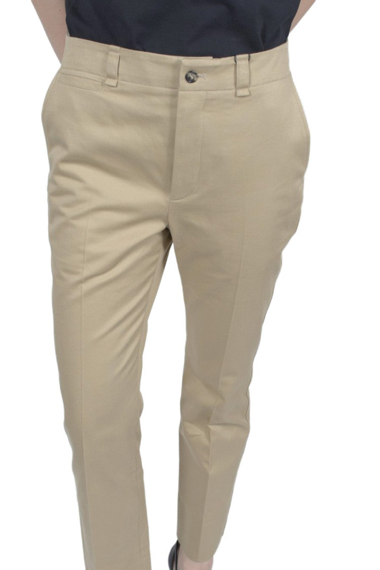 Saint Laurent Beige Cotton Cropped Trousers