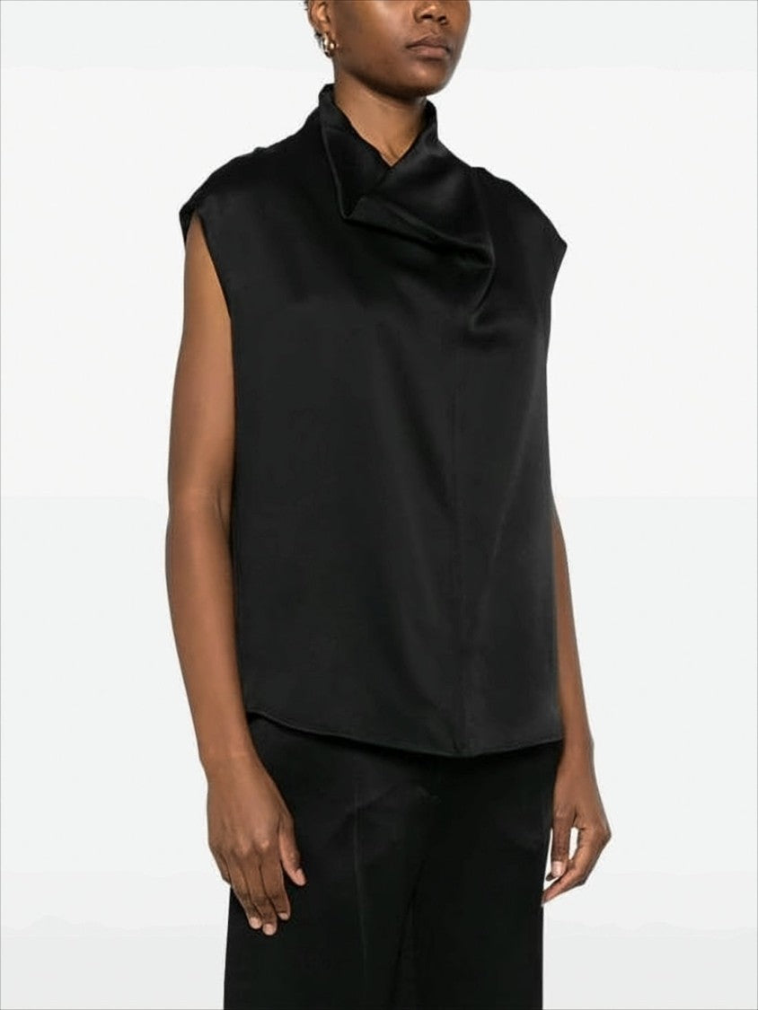 Totême Black Sleeveless Top With Boxy Silhouette