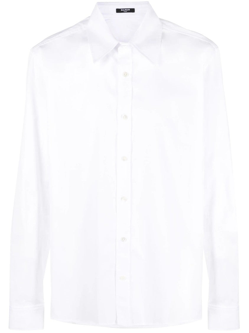 Balmain Long Sleeve Cotton Shirt With Classic Collar